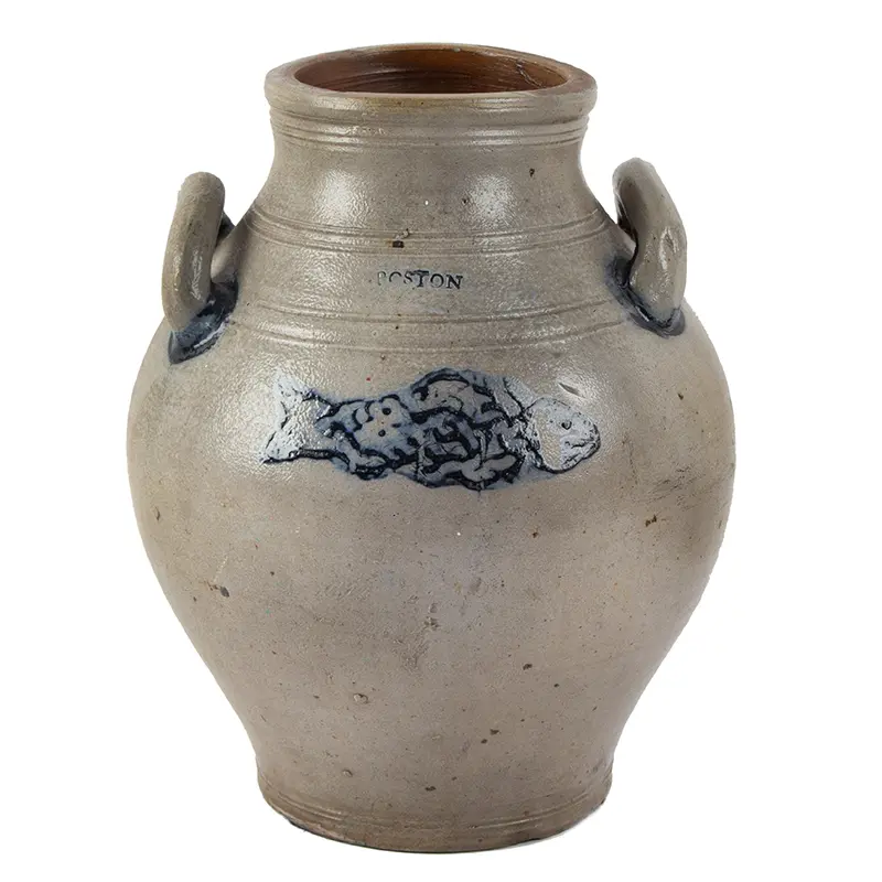 Late 18th Century Stoneware Jar Made by Jonathan Fenton in Boston