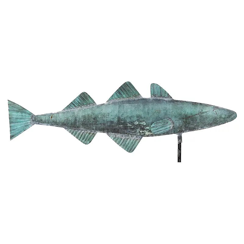 Codfish Weathervane in Honest Verdigris Surface