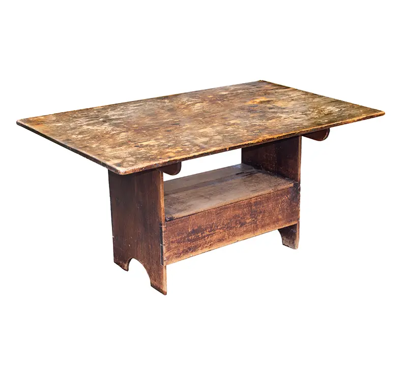Hutch Table, Bench Type with Seat Storage Box, Original Surface