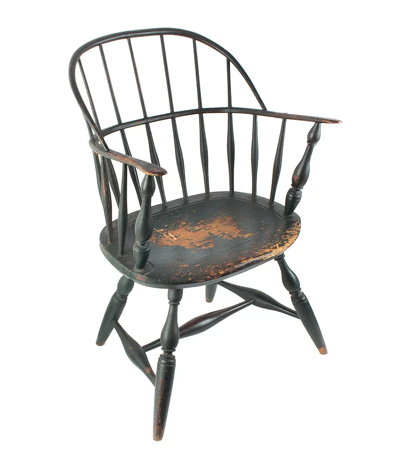 Sack Back Windsor Armchair in 19th Century Green Paint