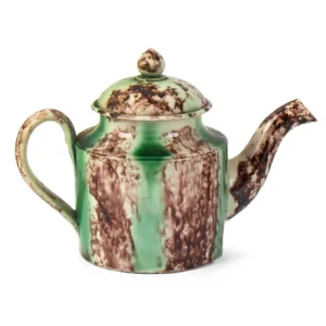 Drum-Shaped Whieldon-Type Creamware Teapot, Staffordshire Inventory Thumbnail