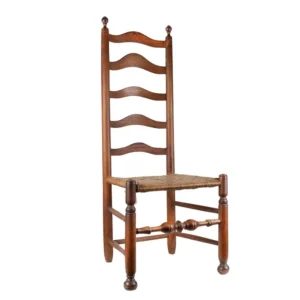 A Turned Rush-Seat Ladder-Back Side Chair, Delaware River Valley Inventory Thumbnail