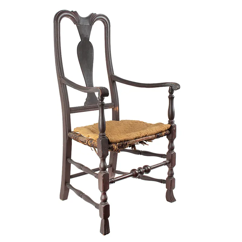 Queen Anne Spanish Foot Armchair, Very Good Early 19th Century Surface