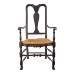 859-121_2_Queen-Anne-Armchair,-NE,-Red-Resin-Stain,-Curved-Rail,-Brush-Feet