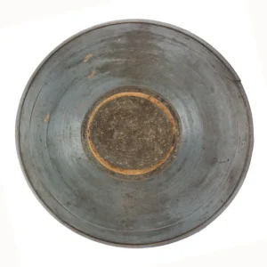 Antique Treen Bowl, Beehive Turned, Painted Soft Gray Inventory Thumbnail