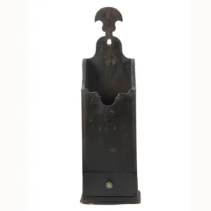 Hanging Pipe Box with Dovetail Joined Drawer and Fishtail Crest, Painted Inventory Thumbnail